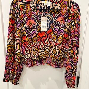 Boden Ikat Abstract Cropped Women's Blouse